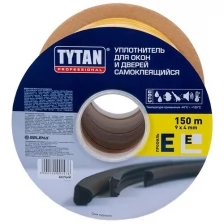 Уплотнитель E-профиль Tytan Professional, 9 x 4 мм, бухта 150 м, белый